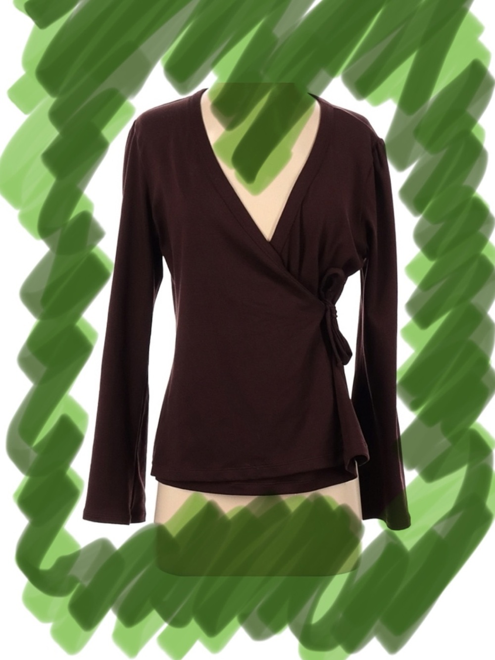 Soma Tranquility Dark Brown Wrap Long Sleeve Top